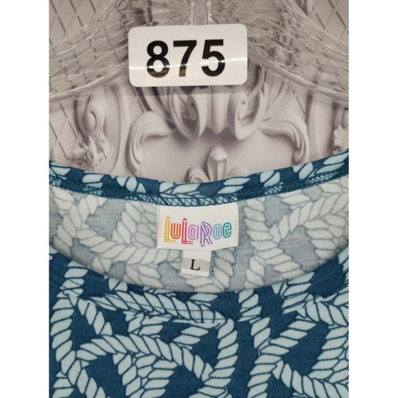 NWOT LuLa Roe Dress Women's SZ L Casual Nautical Rope Pattern Blue Shift Beachy - Picture 2 of 16
